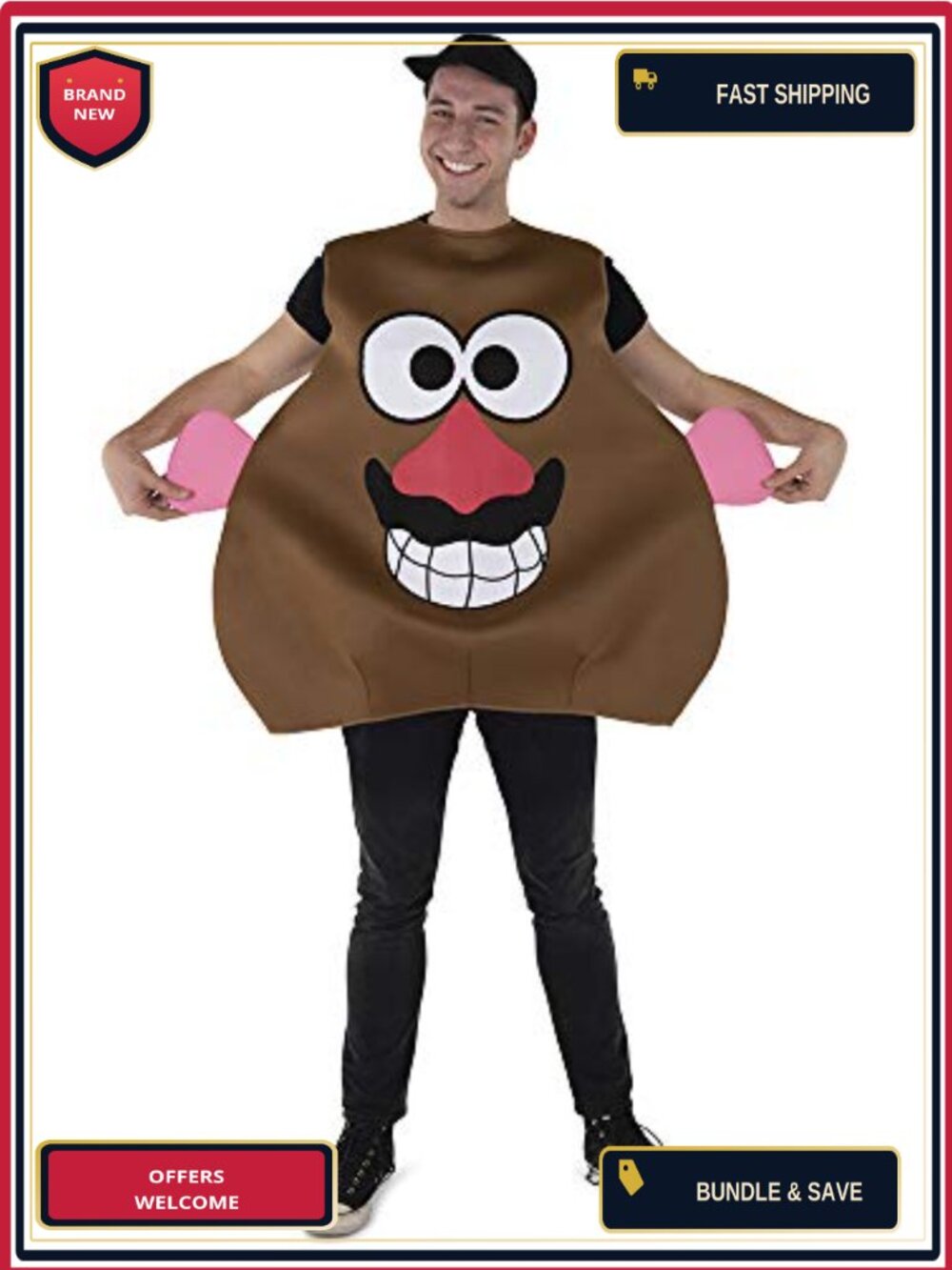 Mr. Potato Adult Costume Tunic & Hat Polyester Complete Set Halloween Cosplay